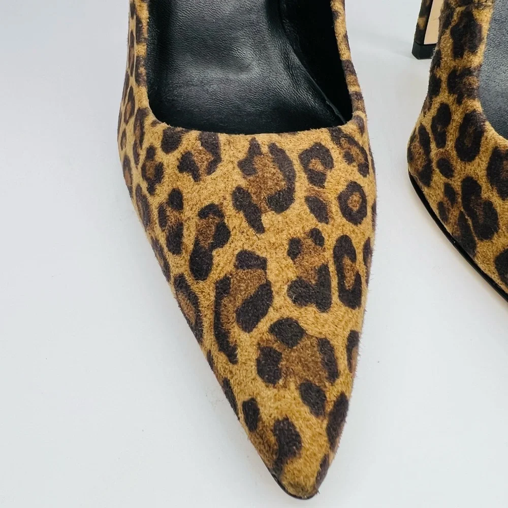 NWOT Good American Leopard Print Suede Leather Pump size 4
